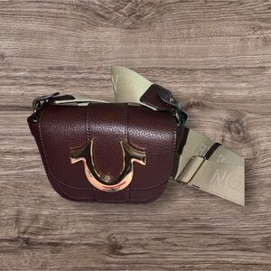 True Religion Burgundy Crossbody Bag with Gold Accent